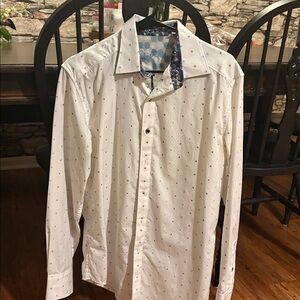 Robert Graham White Long Sleeve Shirt with Blue Accents